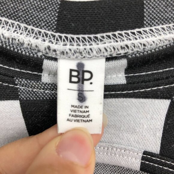 BP by Nordstrom Black White & Grey Gingham Checker Cutout Crop Top Shortsleeve S - Picture 4 of 16
